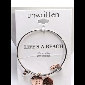 Unwritten Silver and Rose Gold Tone Adjustable Bracelet